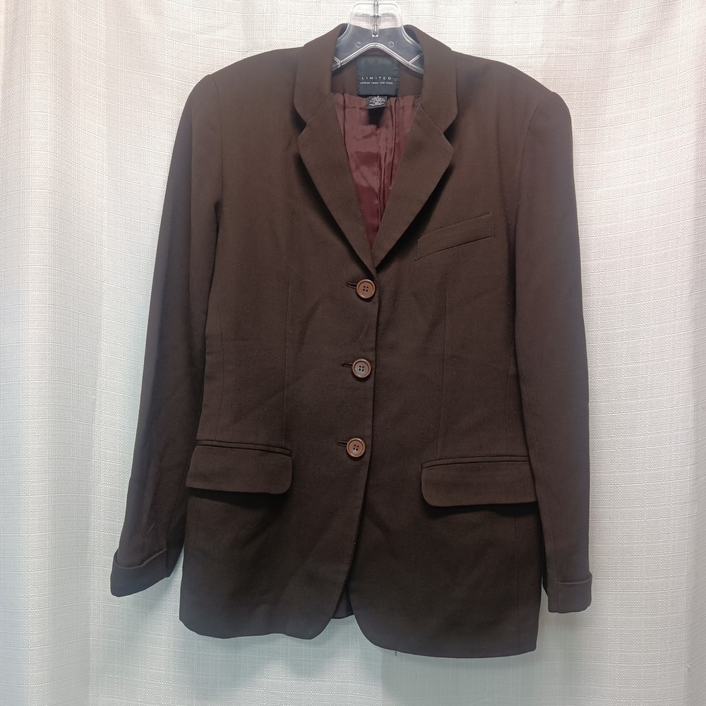 The‎ Limited Women's Brown Wool Blazer Size 4 USA 3 Button Pockets